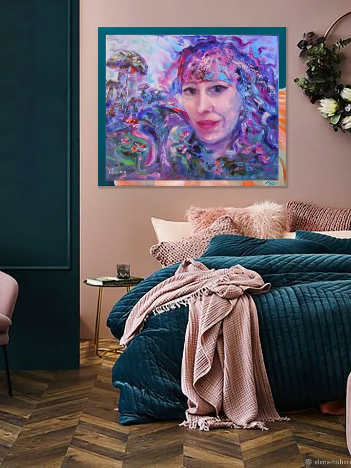 Original Oil Painting On Canvas Girl in Wonderland Love Artist Svinar Oksana