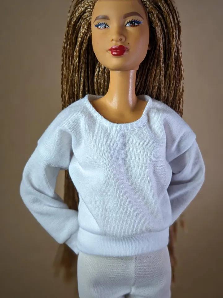 White long-sleeve shirt for 1/6 scale fashion female dolls