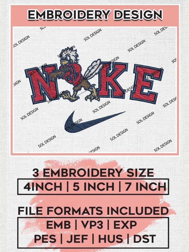 Nike Liberty Flames Machine Embroidery Design, NCAA Liberty Flames Embroidery Design files, NCAA Embroidery Designs, NCAA Machine Embroidery Designs, Digital Download