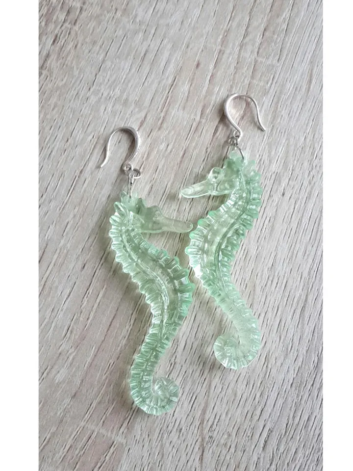 Seahorse earrings, Seahorse long earrings, Seahorse gift for girls