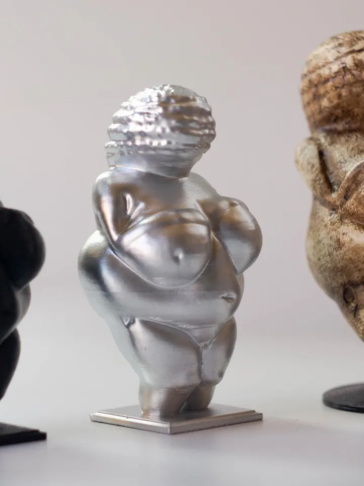 Pack of 3 Ancient Paleolithic Venus of Willendorf Brown, Silver and Black, Museum Replica, Fertility Goddess, Tribal Craft, Museum Replica