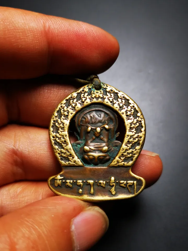 Gandhanra Antique Tibetan Buddhism Amulet Pendant,Panjaranata Mahakala,80 Years Old