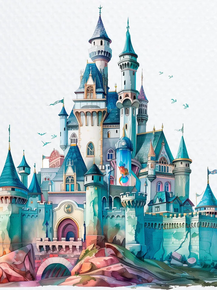12 Princess Castle PNG Clipart, Watercolor Princess Castle for sublimation, Princess Castle High Quality PNGs, Paper craft, Junk Journals