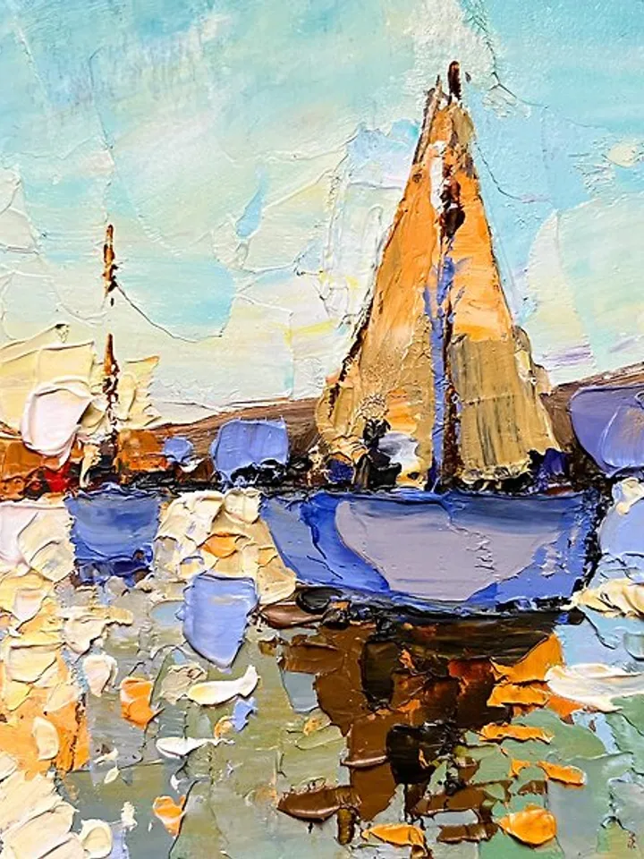 Boat Painting Seascapes Oil Painting Small Art Landscape