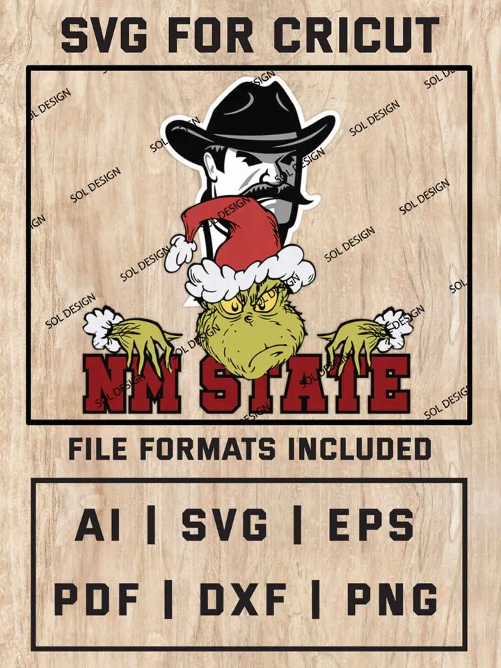 Grinch New Mexico State Aggies SVG, NCAA SVG Design, NCAA NM Aggies SVG, NCAA Aggies Cricut, Christmas Svg, Grinch svg, Digital Download
