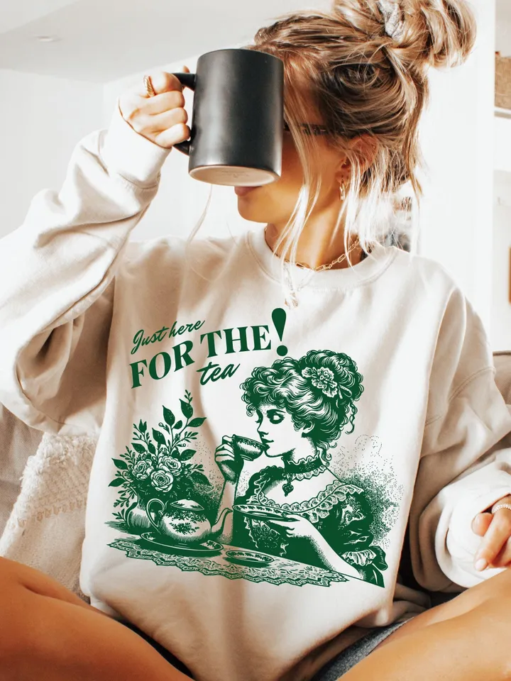 Just Here For The Tea PNG, Here For The Tea PNG, Trendy Vintage Retro Funny Design for Graphic Tees, Spill The Tea PNG, pdf