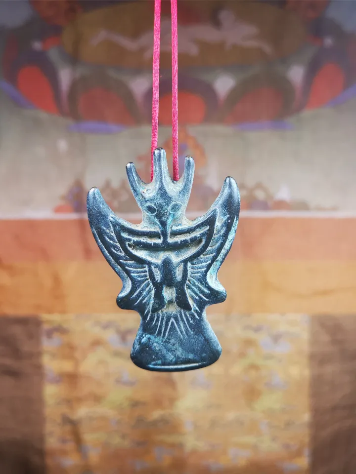 Gandhanra Antique Tibetan Buddhist Amulet Pendant - Garuda - The Golden-Winged Bird, Crafted from Thokcha,Size 2.28&quot; * 1.5&quot;