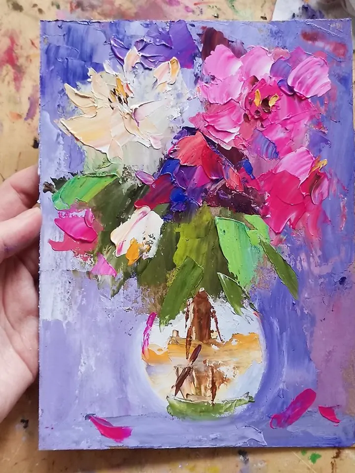 Peonies Painting Flower Original Painting Impasto Oil Painting Floral Art