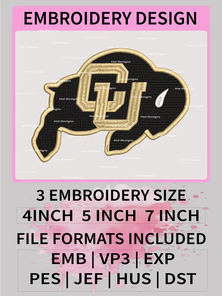 NCAA Colorado Buffaloes Embroidery File, 3 Sizes, 6 Formats, NCAA Machine Embroidery Design, NCAA Logo, NCAA Teams