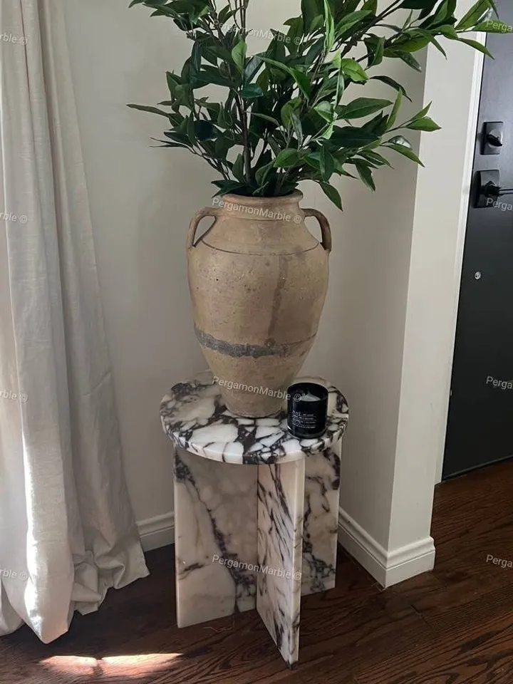 Calacatta Viola Marble side table, end table,nightstand italian marble 100% Handmade Product