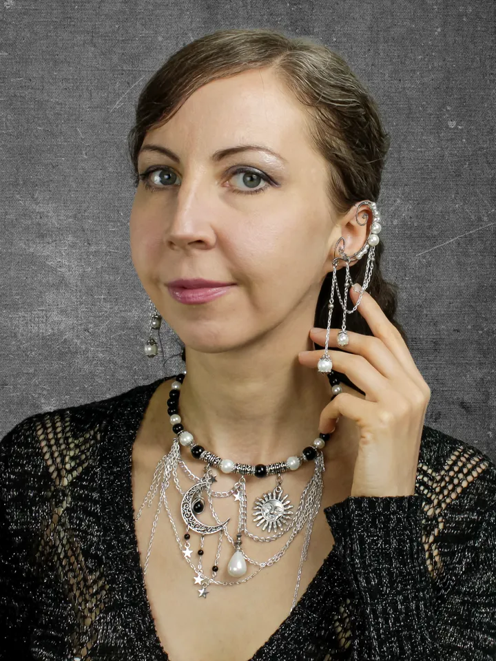 Handmade Ear Cuffs with Natural Pearls & Swarovski Pearls – Elegant Wire Wrapped Jewelry