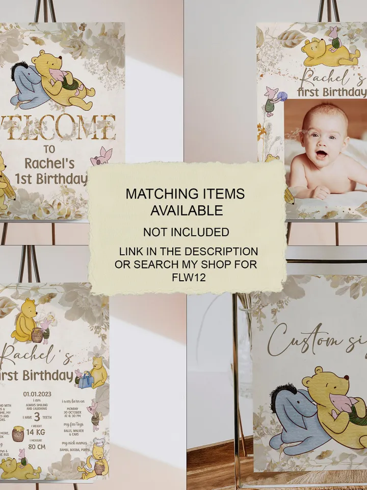 Editable Water Label Winnie the Pooh; Winnie the Pooh 1st Birthday; Printable Bottle Label; Winnie Pooh Party Decoration; Water Label; flw12
