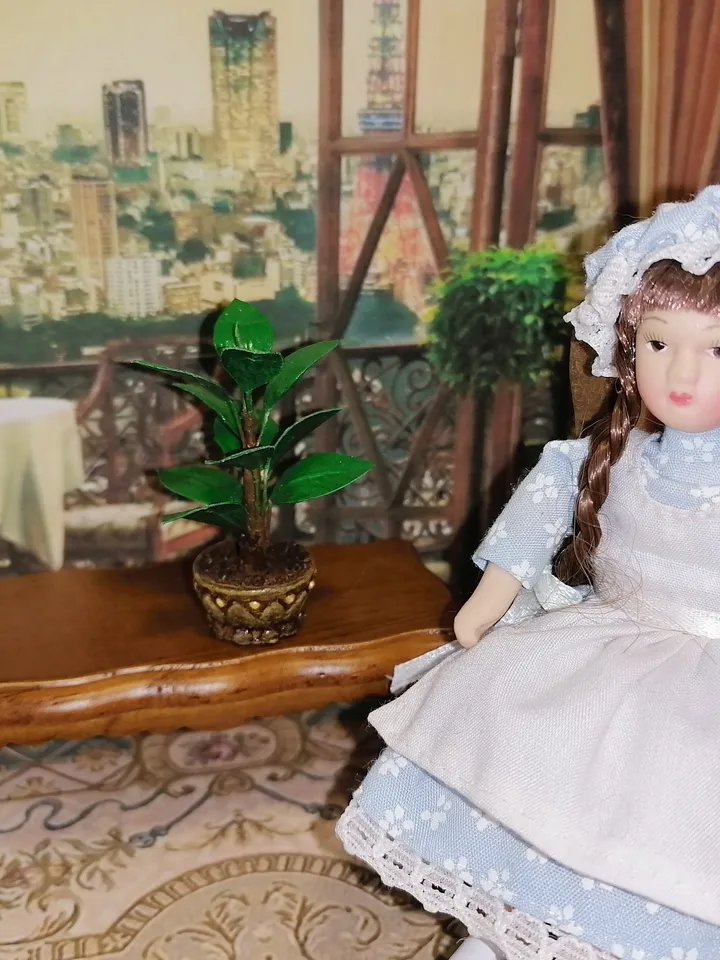 Ficus for the doll house. 1:12. Puppet miniature. Dollhouse.