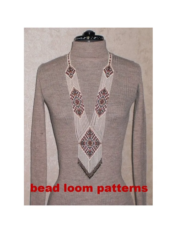 Bead loom patterns, Gerdan-Split-Loom Necklace, Beaded Sautoirs, Beading Loom only Pattern, Instant Download, PDF