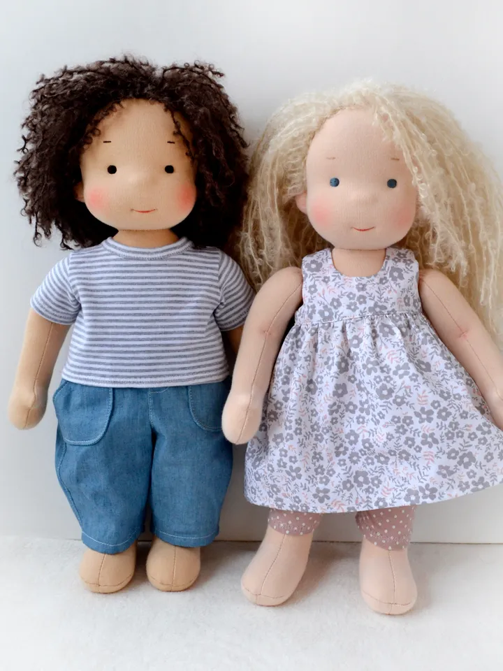 DIY clothes for Waldorf doll 15 inch (38 cm) tall. PDF sewing patterns and tutorial.