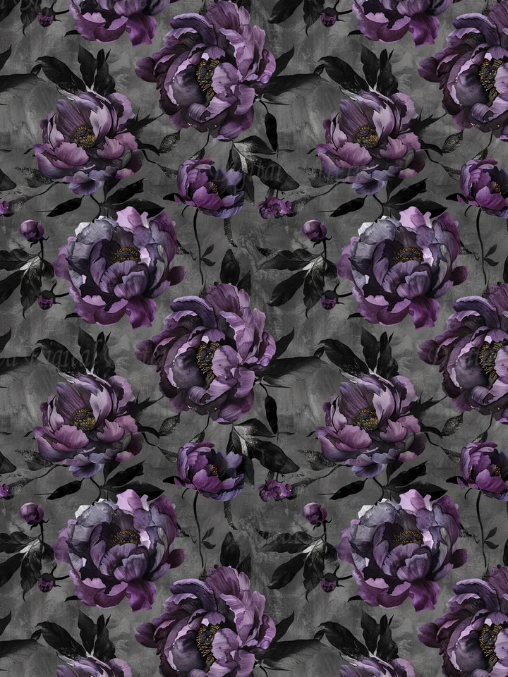 Abstract Floral Watercolor Seamless Pattern, Purple Peony Flowers ,digital paper, mosaic pattern, 
repeating pattern, commercial use