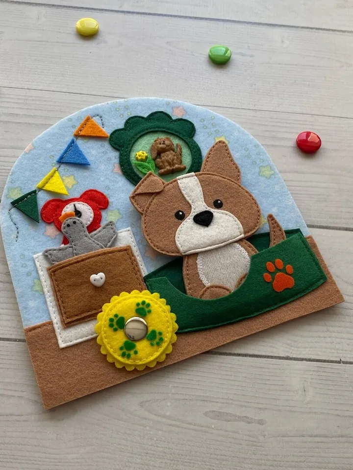 Felt Dog house pattern pdf, Quiet book Dollhouse pattern, Pet Felt book pattern svg, Felt dog Pattern, Busy book pattern for girl