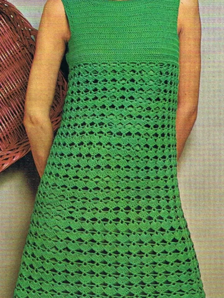 Crochet Dress Pattern , womens dress , mini dress, vintage instant download