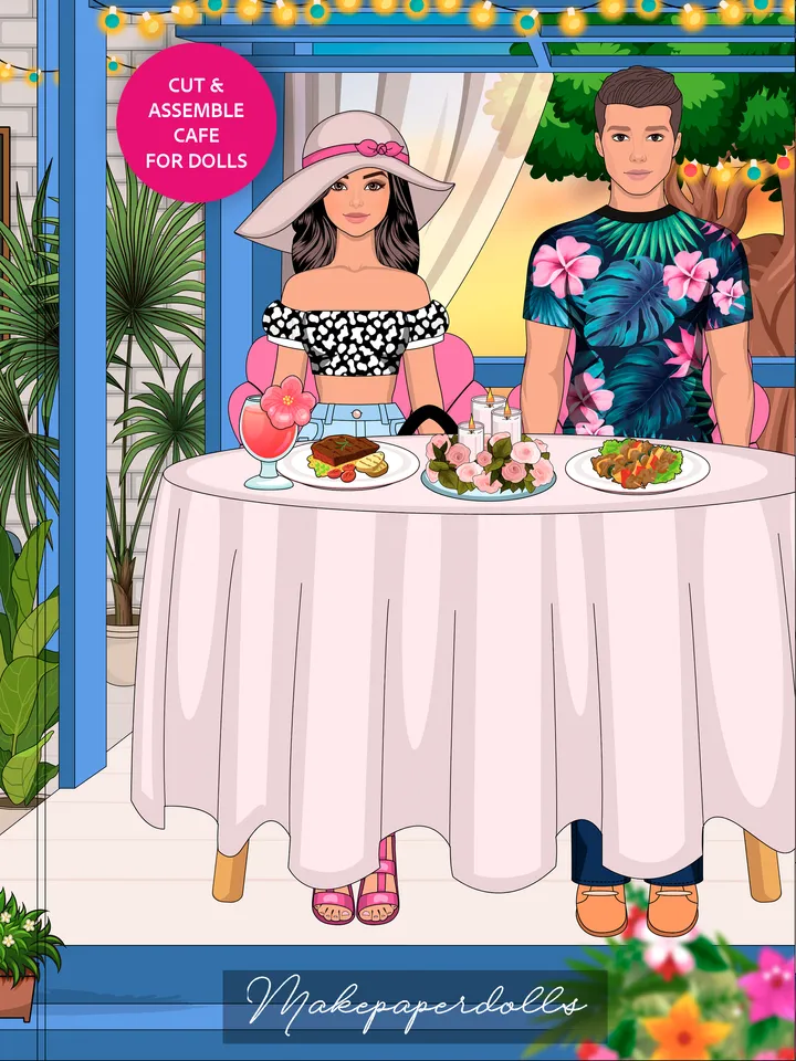 Cafe with paper dolls