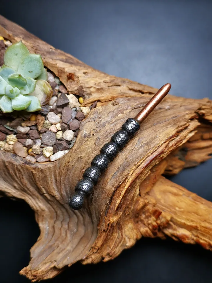Handmad Charm Pendant,Tibetan Cordyceps Sinensis,Made of Cold Iron and Brass