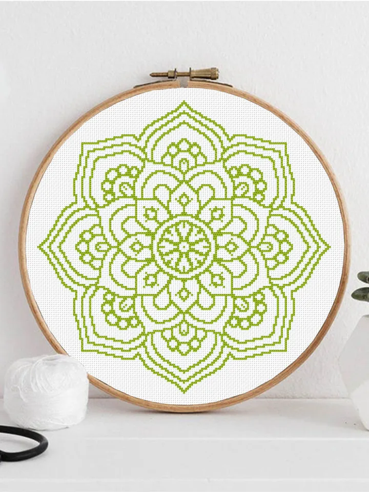 Mandala set cross stitch pattern download PDF, Monochrome mandala embroidery, Mandala digital PDF, Floral ornament cross stitch chart #S13
