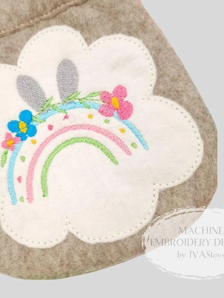Machine Embroidery Bunny Puppet Pattern & Rainbow Egg Activity Set ITH + Play Guide PDF, Developmental Felt Toy Design