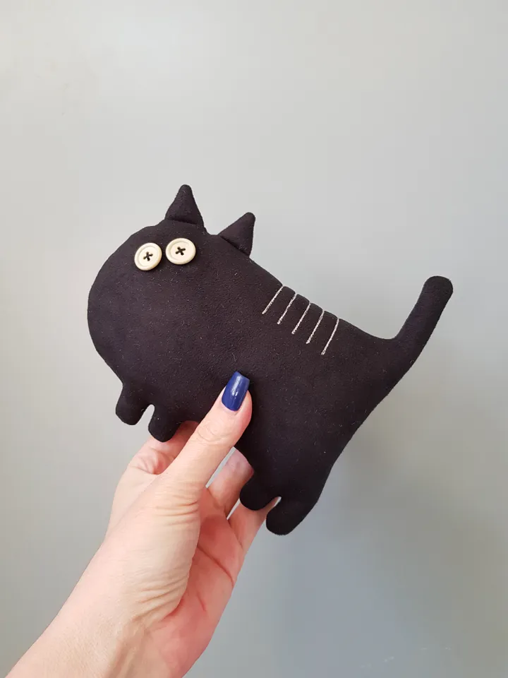 Black cat sewing pattern PDF digital tutorial in English, Halloween doll sewing diy
