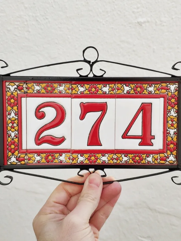 Ceramic letters and numbers 11cm (4.3") for the wall - Hand-glazed in Spain - "ROJO-M" models - Ceramic letters number -