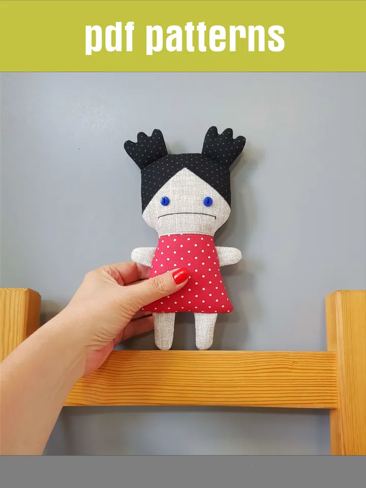 Rag Doll sewing pattern PDF, digital tutorial in English, Rag Doll diy