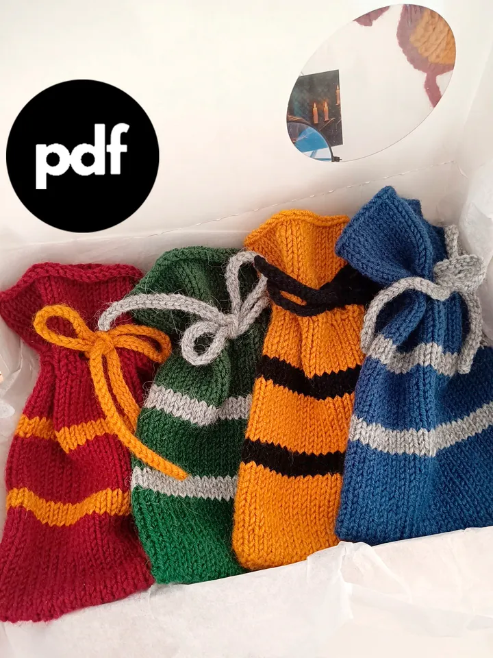 Hogwarts Gifts bags knitting pattern pdf Knit bags pattern