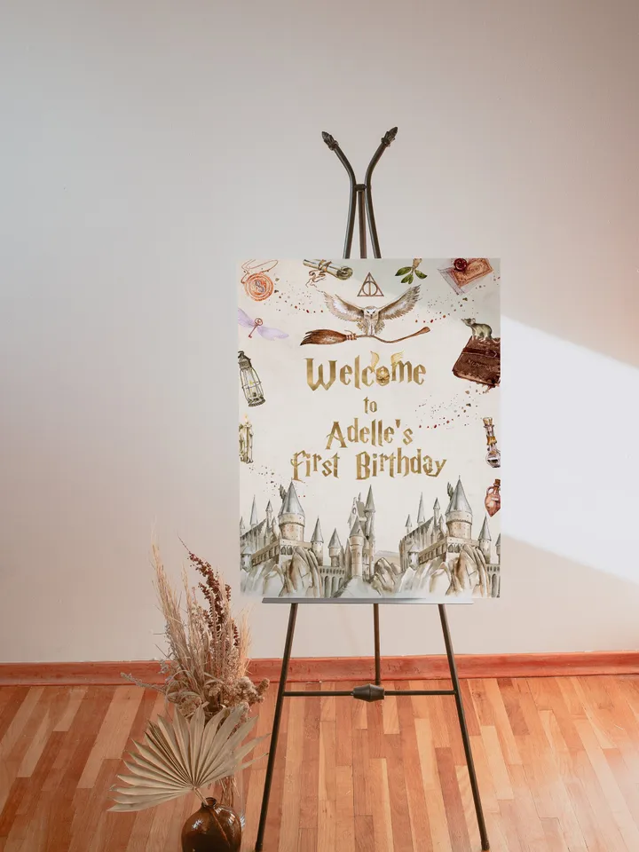 The Chosen One Birthday Party; Welcome Banner Wizard Birthday Party; Magic School 1st Birthday; Editable Wizarding World Welcome ; Wms12