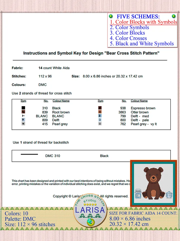 Bear Cross Stitch Pattern | Adorable Bear Cub Stitch Pattern