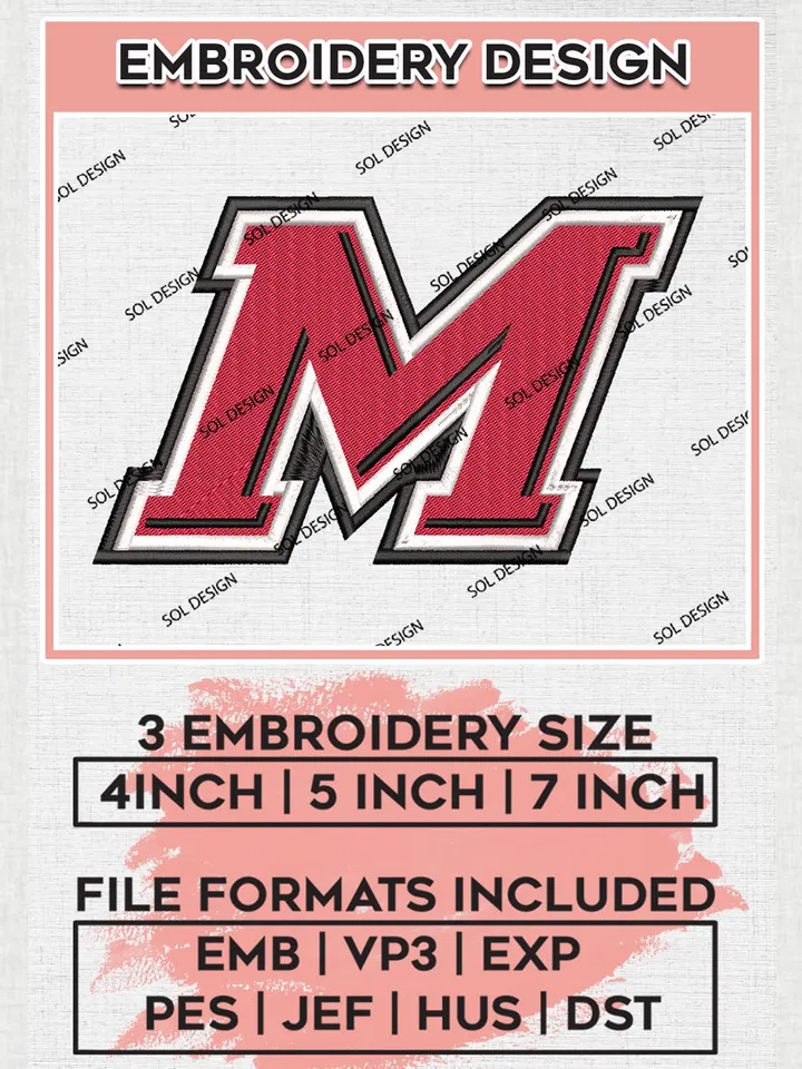 NCAA Marist Red Foxes Football Team Letter Logo Embroidery Design Files, NCAA Marist Red Foxes Machine Embroidery, NCAA Teams, Game Day, 3 sizes, NCAA Machine embroidery designs, Digital Download
