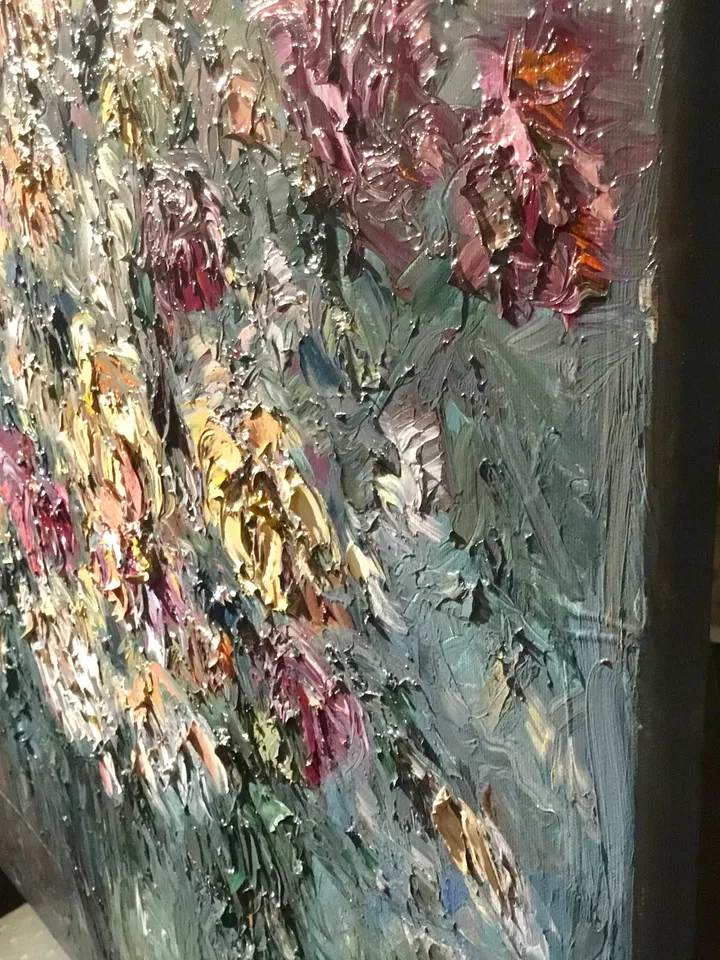 Chrysanthemums in a vase,original oil painting on canvas, abstract flowers painting, unique handmade painting,home decoration wall hanging
