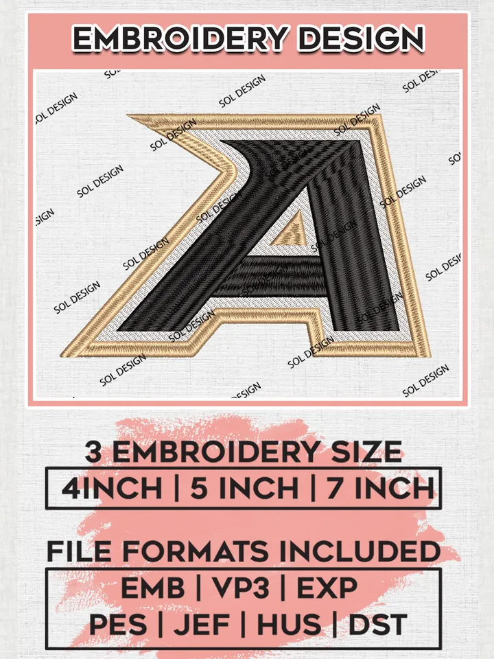 Army Black Knights College Football Team Letter Logo Embroidery Design Files, NCAA Army Black Knights Machine Embroidery, NCAA Teams, 3 sizes, NCAA Machine embroidery designs, Digital Download