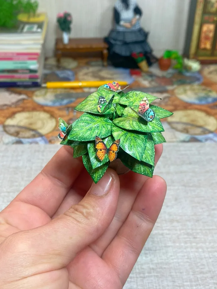 Flowers in a pot. 1:12. TUTORIAL. Dollhouse miniature.Flowers for a doll.