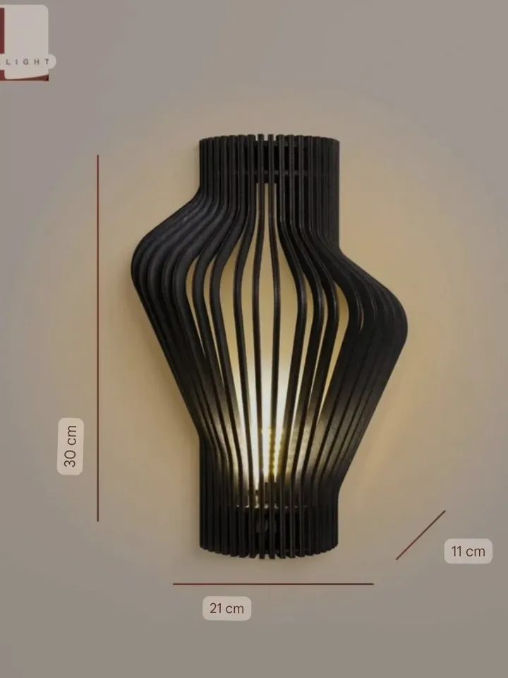 Wooden LED wall lamp Black made of natural, environmentally friendly wood — birch