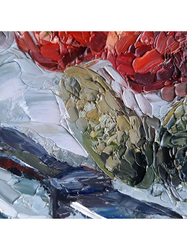 Tomato Cucumber PAINTING 8,8x8,9" ORIGINAL ART Vegetable Still Life Kitchen Artwork Signed by artist Marina Chuchko