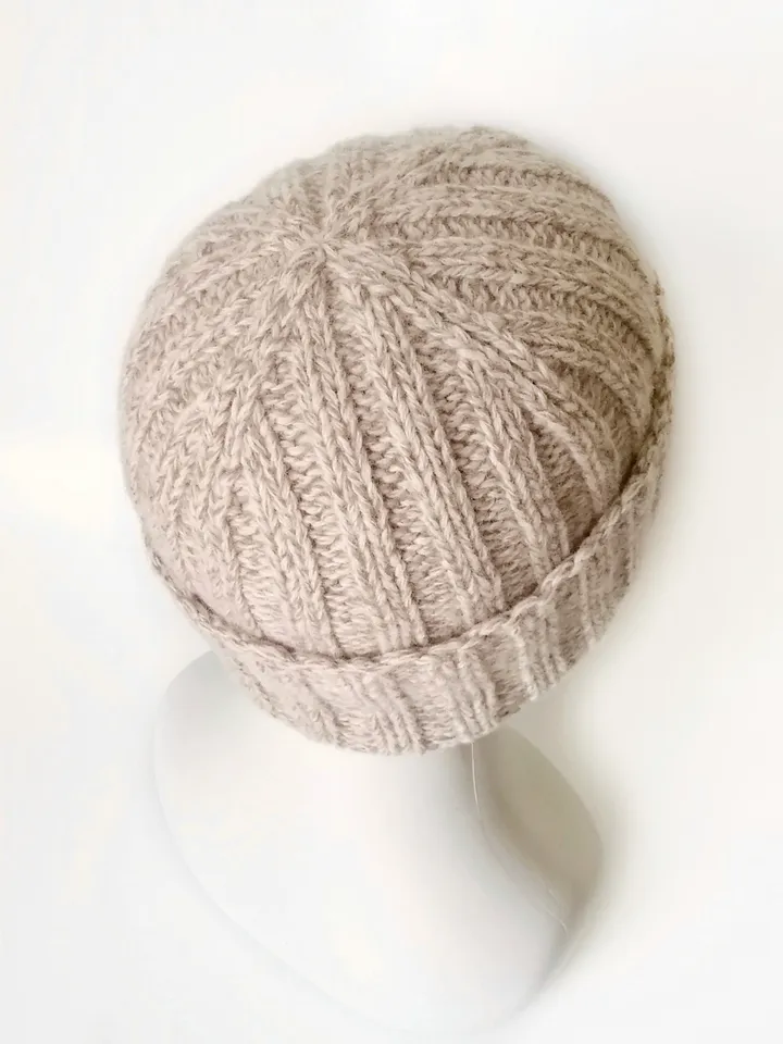Hand-Knitted Warm Winter Cap, Handcrafted Italian Cashmere Men's Beanie: Seamless Luxury Knit with Cuff, Handmade Design. FREE SHIPPING!