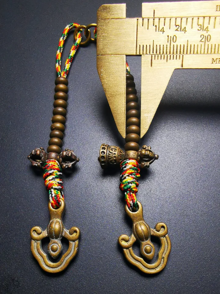 Gandhanra Handmade 5mm Tibetan Buddhist Mala Counters,Prayer Bead Counters, Carved with Dorje and Vajra / Kartika and Kila,Made of Brass