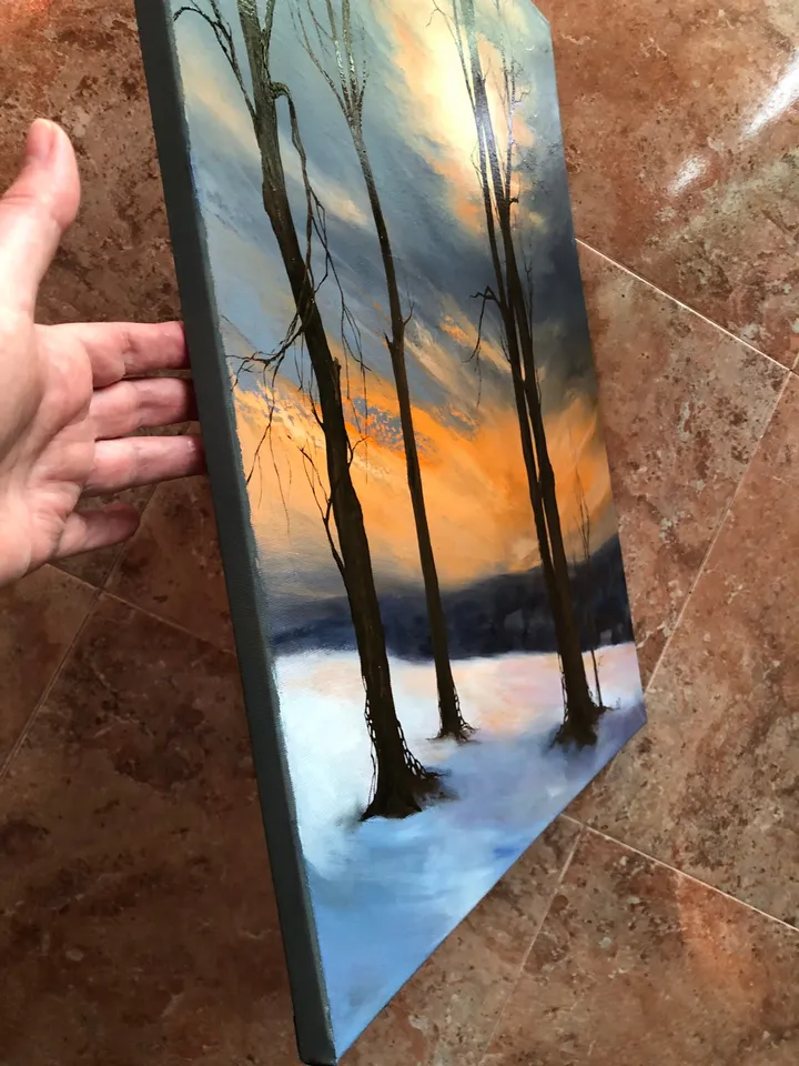 Forest Painting Original Sunset Landscape Painting Misty Forest Wall Art