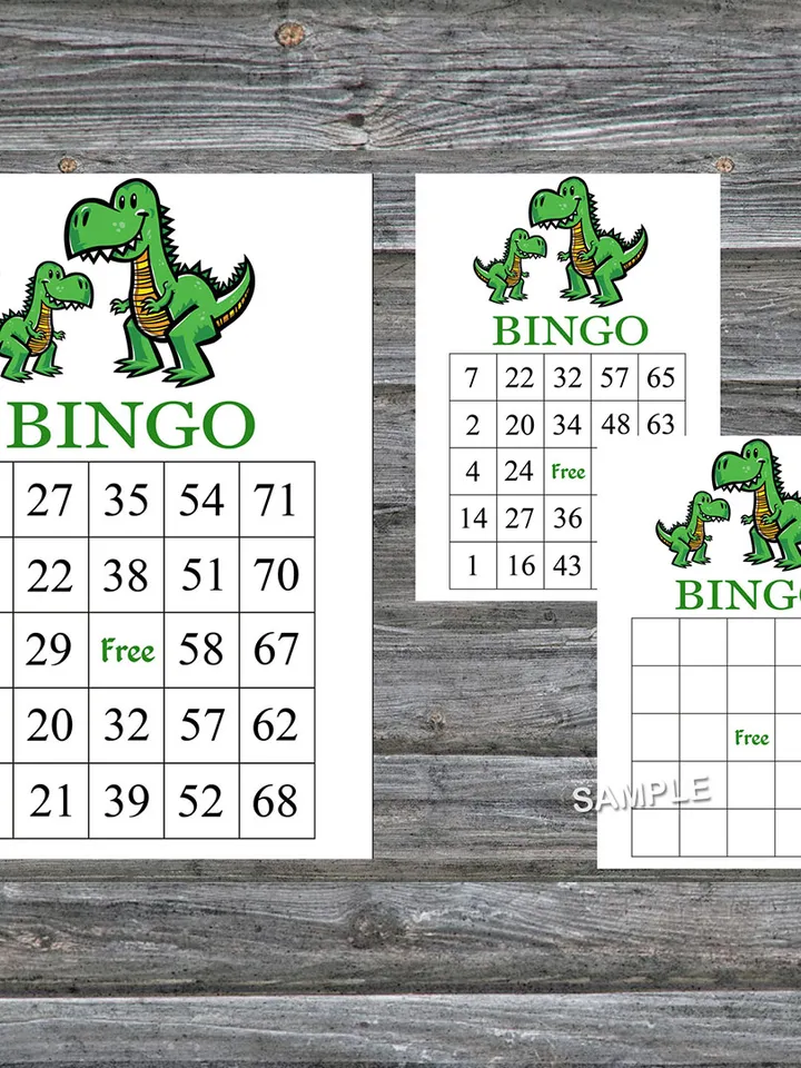 Dinosaur bingo cards,T-rex bingo game,Dinosaur printable bingo cards,60 Bingo Cards,INSTANT DOWNLOAD--327