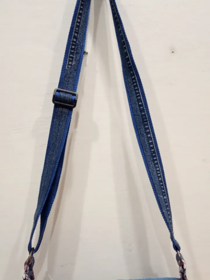 Denim original bag with a flap in the style of crazy patchwork made of eco-friendly material handmade