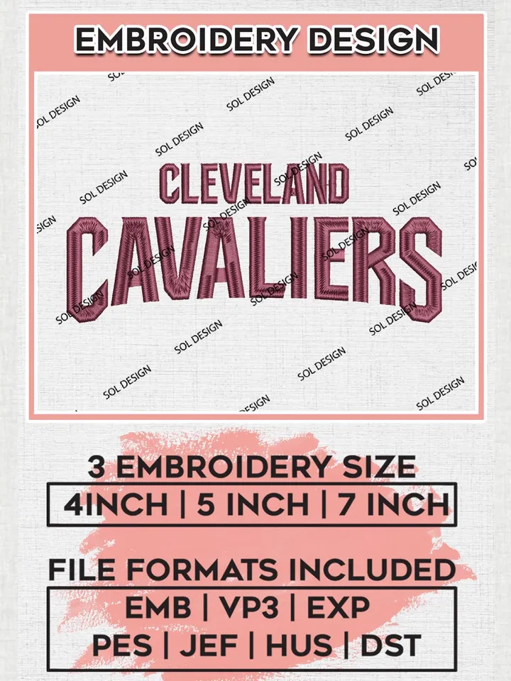 Cleveland Cavaliers wordmark logo embroidery design, NBA embroidery, NBA Cavaliers embroidery, Embroidery design, Basketball Logo embroidery, Digital Download