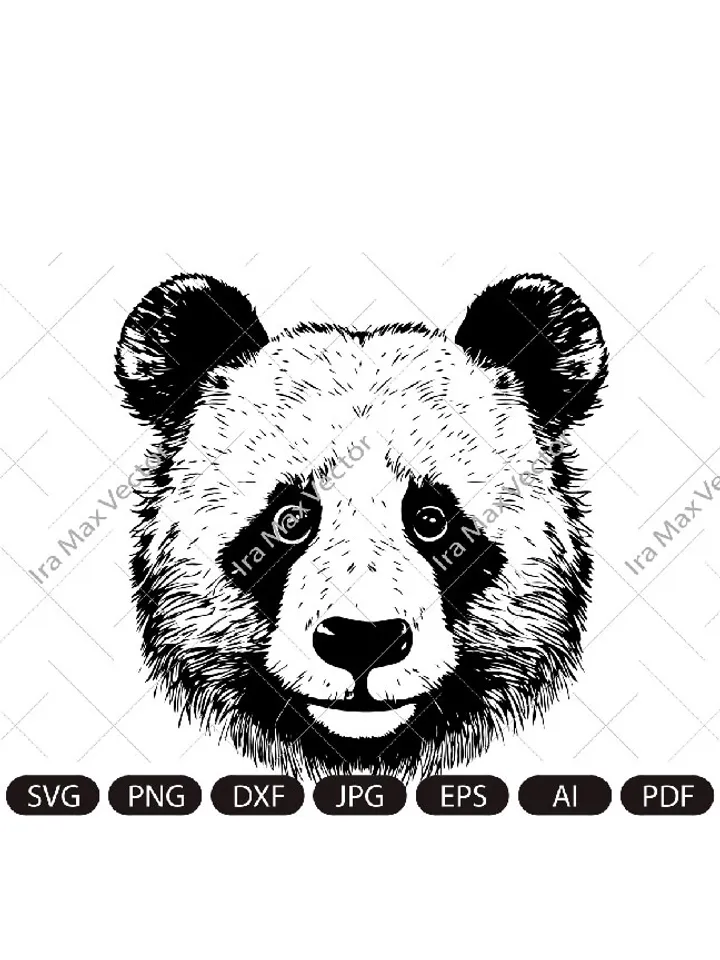 Panda Svg, Panda Clipart, Panda Png, Panda Head, Panda face svg, Panda Silhouette, Animals Silhouette