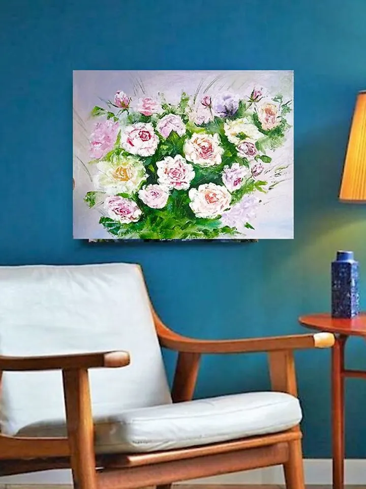 Peonies, Pink flowers, Original painting, Oil art, Original painting 40x50 cm