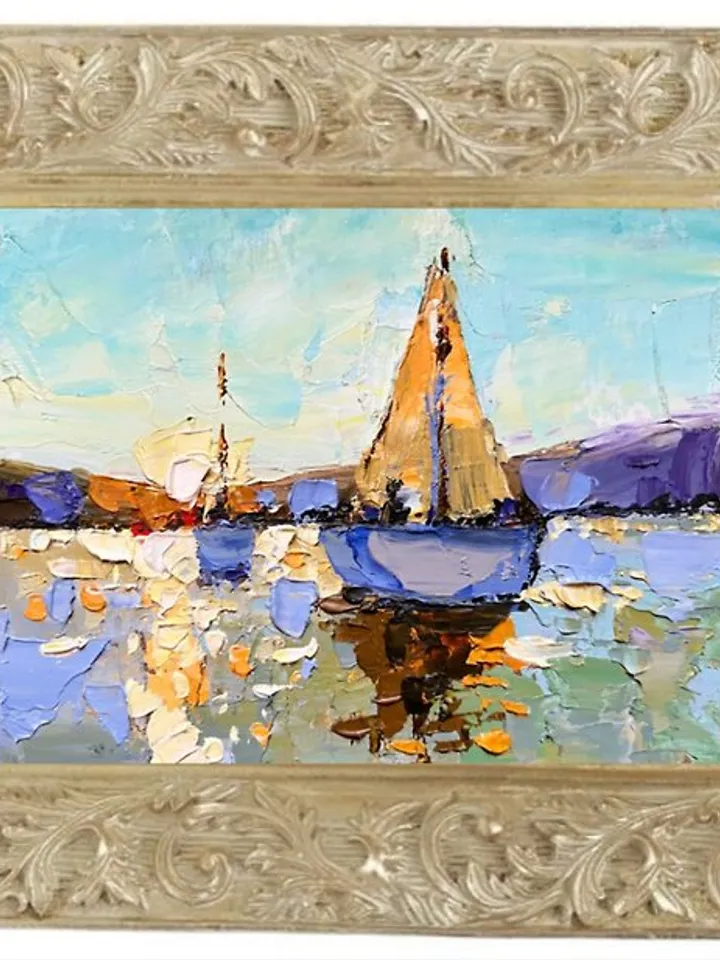 Boat Painting Seascapes Oil Painting Small Art Landscape