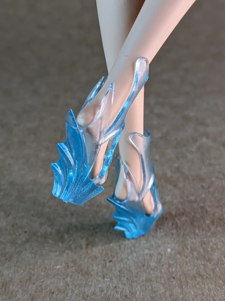 Blue transparent wedge sandals for 1/6 scale female dolls