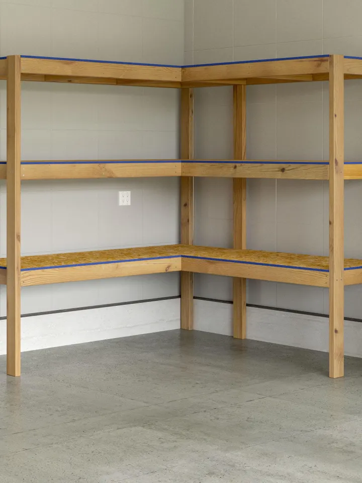 DIY L-Shaped Garage Shelf Plans, PDF