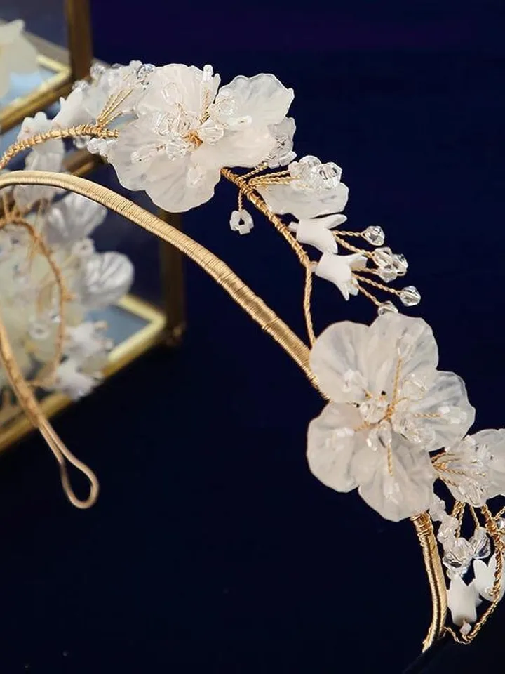 Hoop Flower Wedding Earrings , Floral Bridal Earrings, Swarovski Crystal Boho Bridal Earrings, Chandelier Statement Earrings | Jewelry